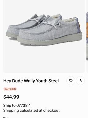 Hey Dude Youth Slip-On Shoes in Steel